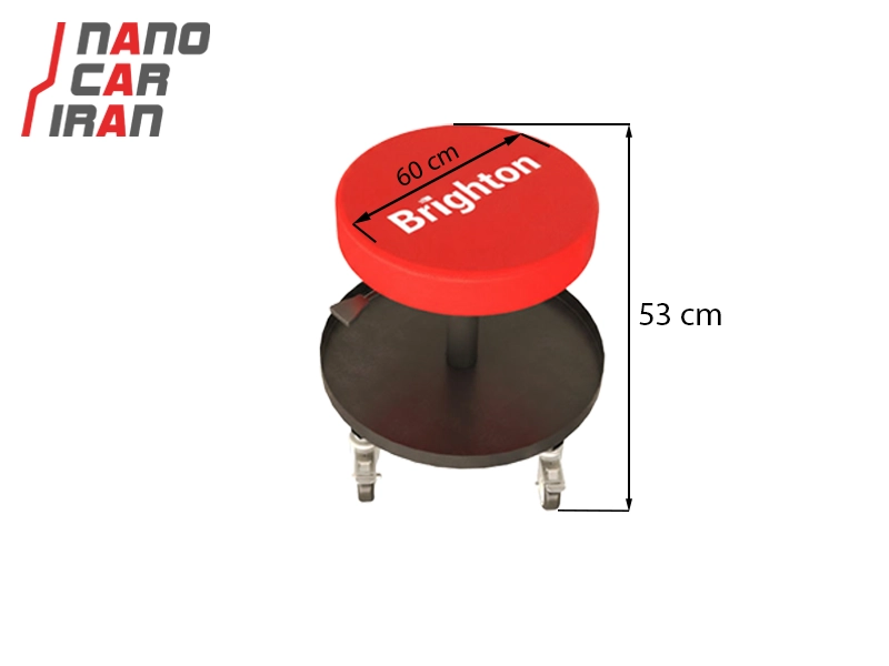 صندلی جک‌ دار چرخ‌ دار دیتیلینگ برایتون با جای ابزار ، بدون پشتی – رنگ قرمز